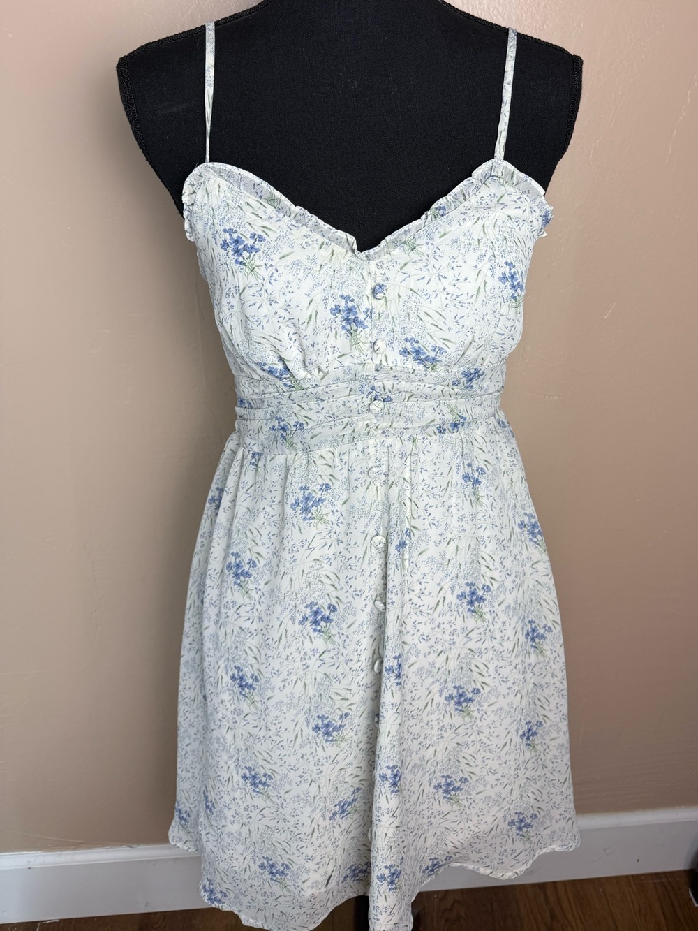 French Kiss Blue & White Chiffon Floral Sundress